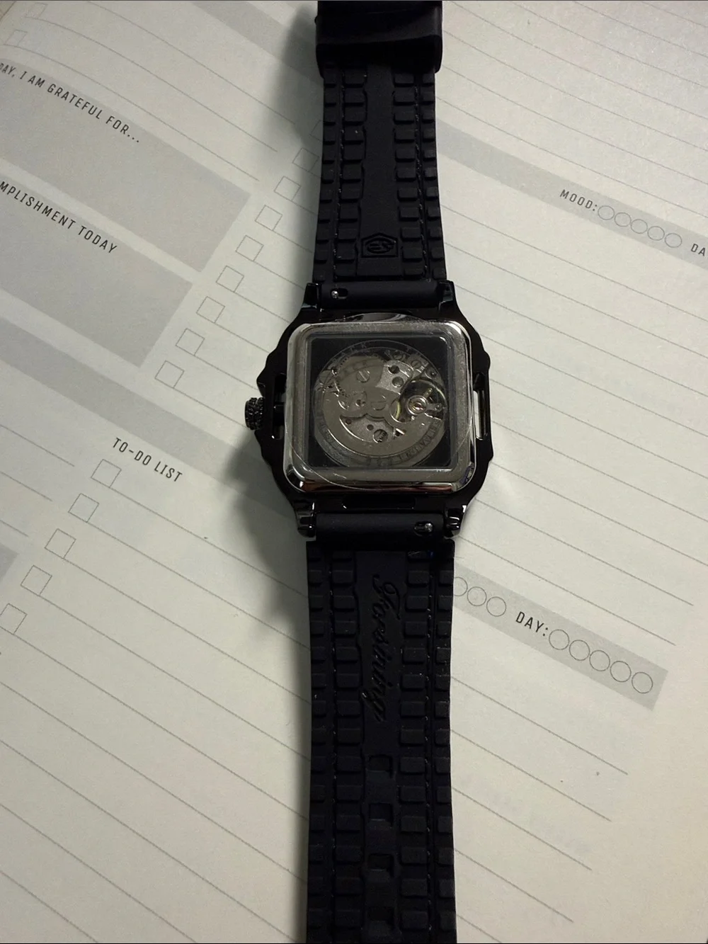 Blue-Accent Skeleton Dial Smartwatch